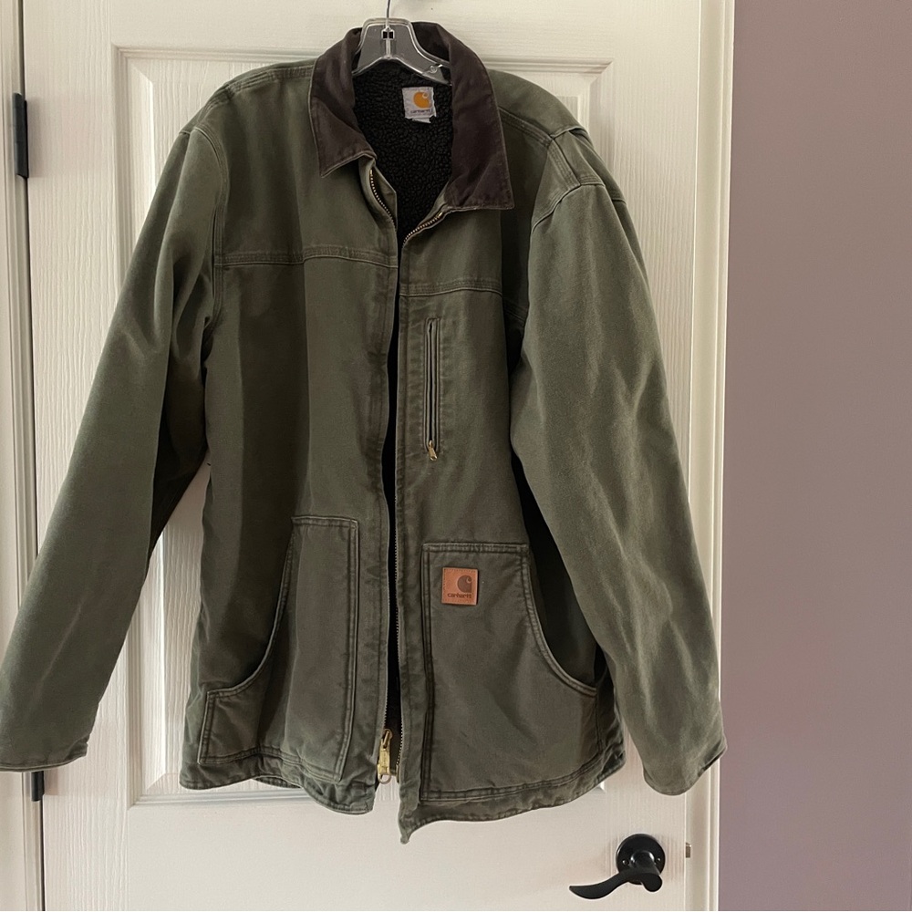 Carhartt Green Military Field Jacket with Stand-Up Collar